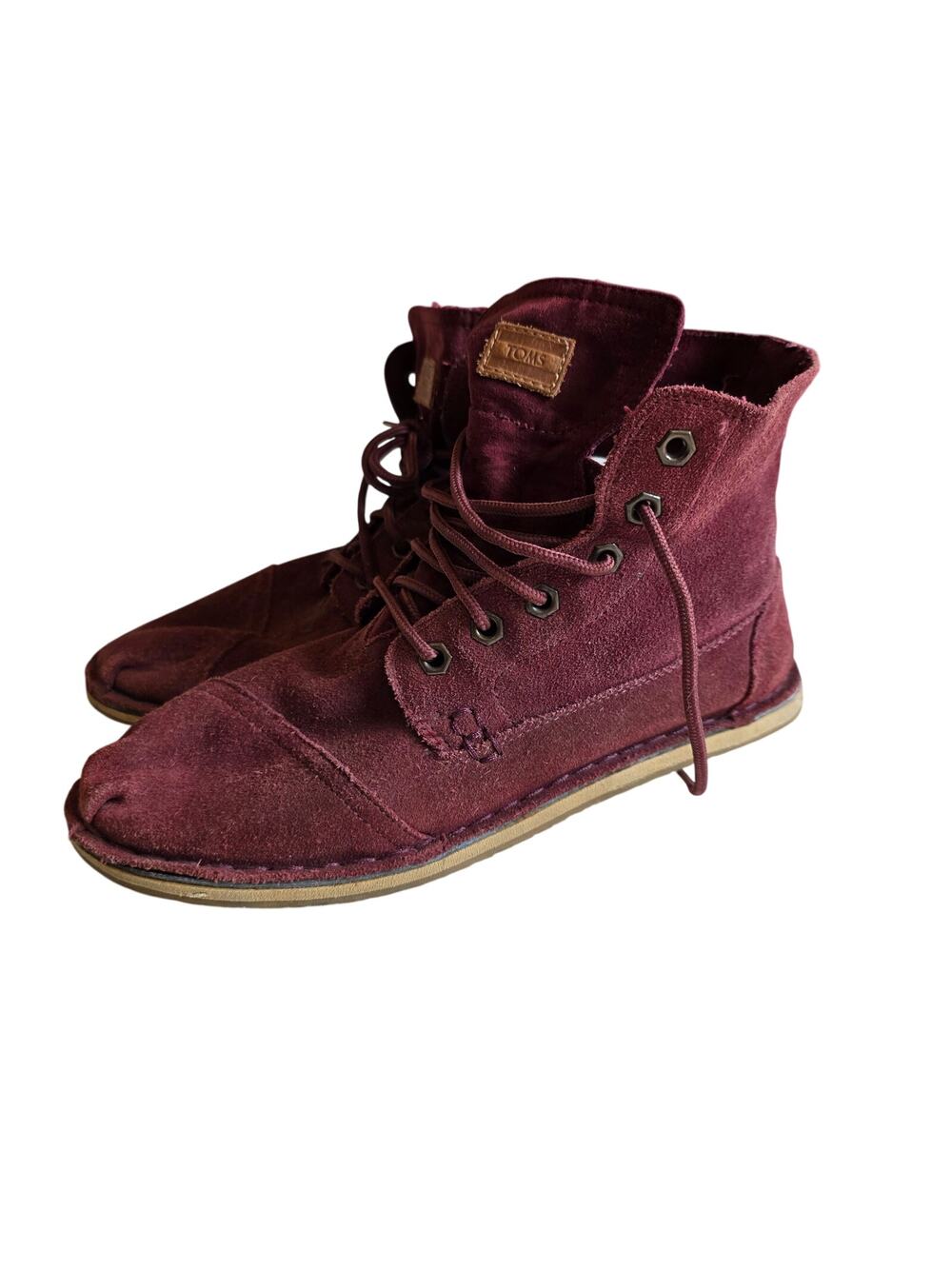 TOMS Ashland Maroon‎ Suede High Top Lace Up Ankle Boots Women's 10